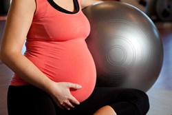 Woman on physio ball